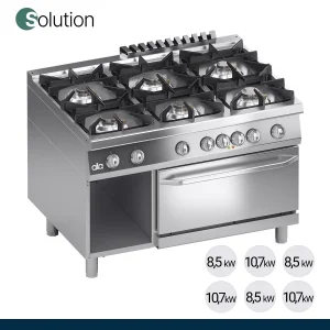 Fogão de 6 Queimadores a Gás e Forno Elétrico GN 2/1 SolutionSérie 900(K4MCU15FFS)