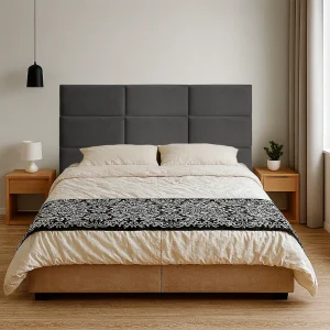 Cabeceira estofada Suede Cinza escuro 30x60cm